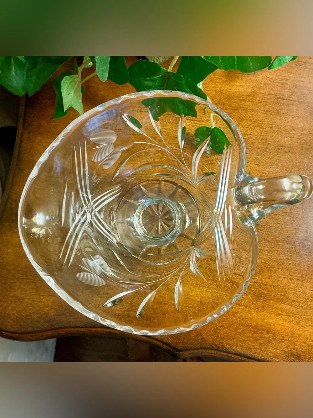 Vintage Clear Etched Crystal Gravy Bowl
